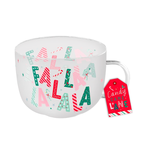Christmas Festive Print Glass Mug 8.5cm x 11cm