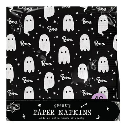 Halloween Printed Paper Napkins Ghost Design 3-Ply Pack of 40