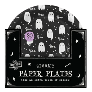 Halloween Printed Paper Plates Ghost Design 23cm, Pack of 20