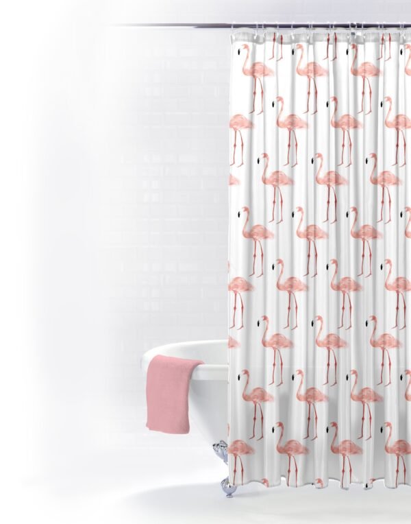 Moda Flamingo Printed Shower Curtain 180cm x 180cm