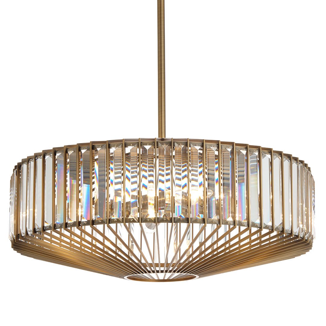 Crystal brass pendant light for warm luxury interior inspiration