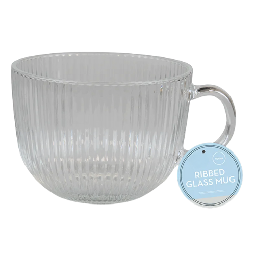 Ribbed Glass Mug 500ml