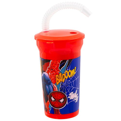 Spiderman Kids Plastic Cup With Straw