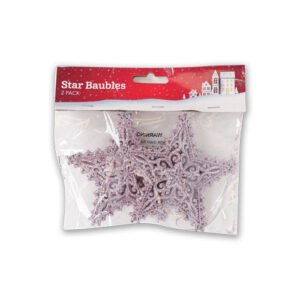 Christmas Star Baubles Assorted Colours 2 Pack