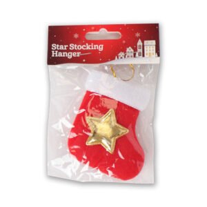 Mini Christmas Star Stocking Hanger Decoration Assorted Colours