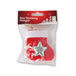 Mini Christmas Star Stocking Hanger Decoration Assorted Colours