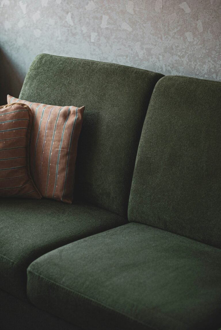 Dark green sofa illustrating the HODEALS second-hand sofa buying checklist. Photo by Lisa Amann on Unsplash.
