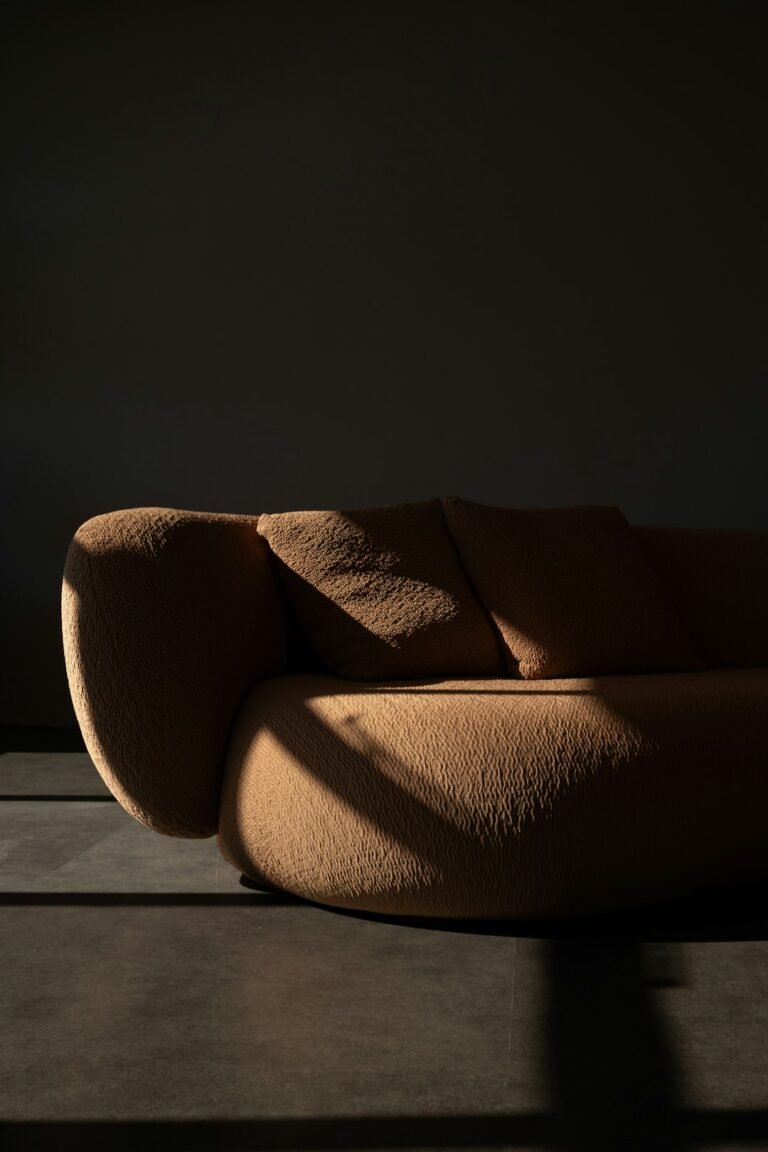 Textured brown sofa illustrating sofa fabric and upholstery choices