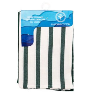 Green and White Tea Towels 5 Pack 45cm x 65cm