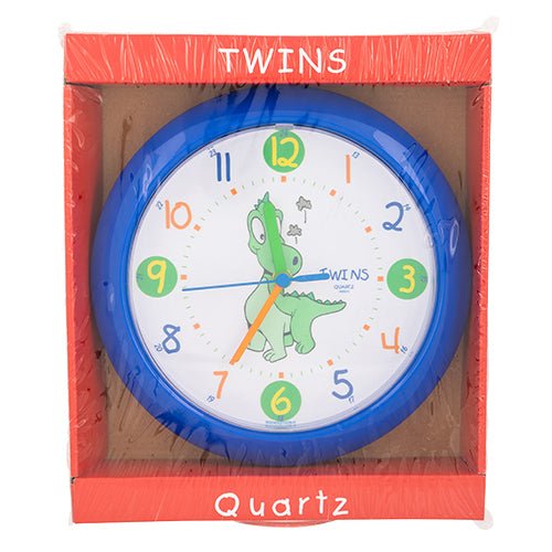 Twins Quartz Kids Dinosaur Clock 21cm