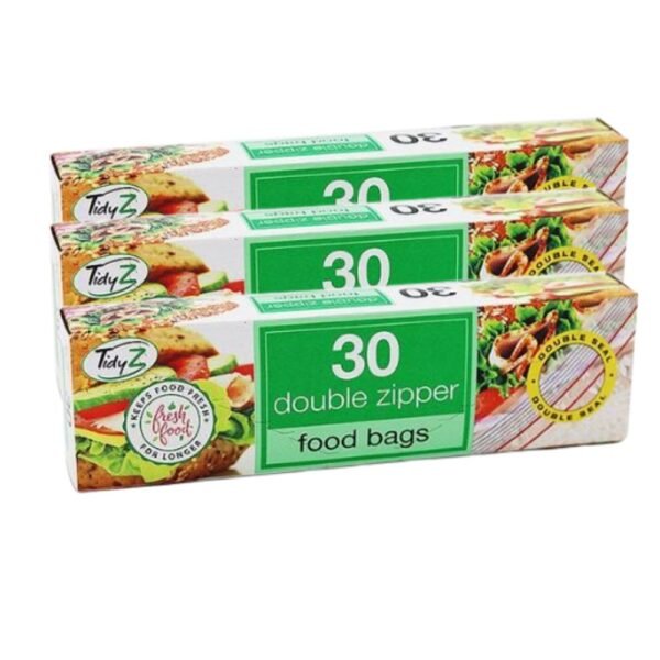 TidyZ Double Zip Food Storage Bags 30 Assorted Pack
