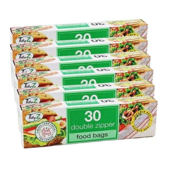 TidyZ Double Zip Food Storage Bags 30 Assorted Pack