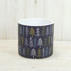 Small Christmas Tree Green and Navy Plant Pot