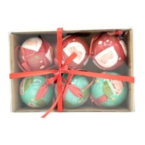 Christmas Santa & Elf Baubles 6 Pack
