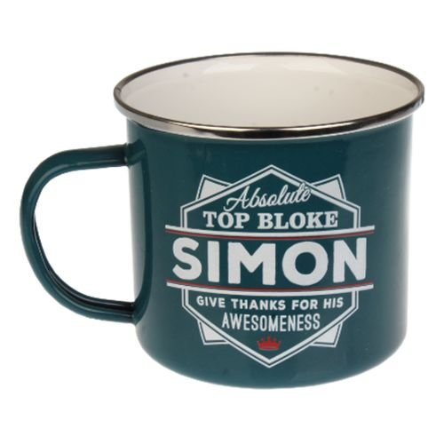 Enamel Personalised Coffee Mug Simon