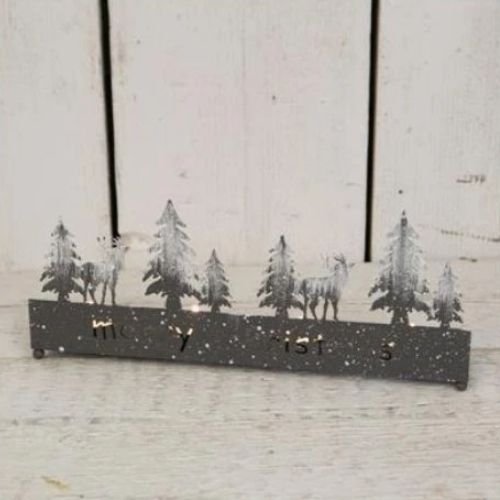 Forest Green Christmas Metal Tealight Holder