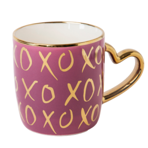 Heart Handle Ceramic Mug with Gold Heart Handle 350ml Assorted Designs