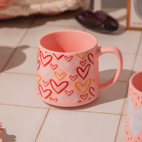 Love Mug with Cute Heart Ceramic Mug 540ml Assorted Designs
