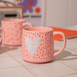 Love Mug with Cute Heart Ceramic Mug 540ml Assorted Designs