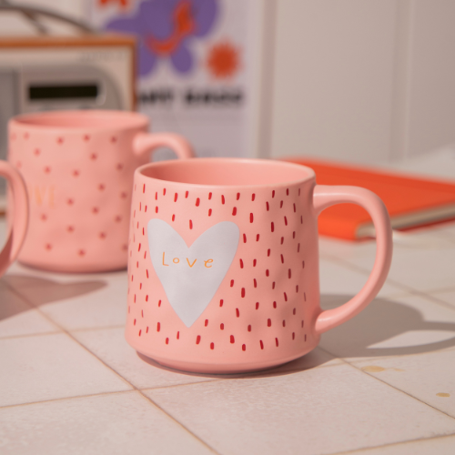 Love Mug with Cute Heart Ceramic Mug 540ml Assorted Designs