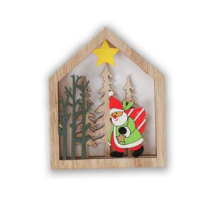 Wooden Christmas Scene Hanging Decoration Assorted Designs
