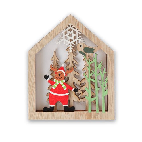 Wooden Christmas Scene Hanging Decoration Assorted Designs