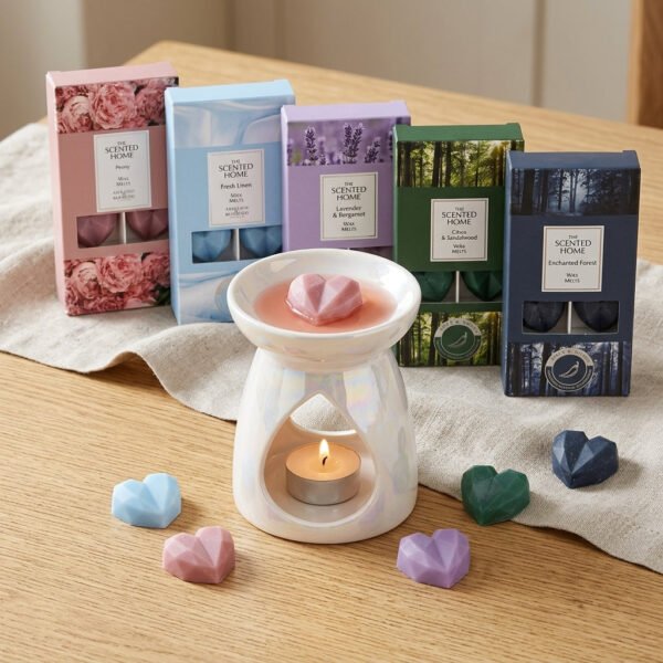 Cosy Home Pearlised Burner & 40 Ashleigh & Burwood Wax Melts Bundle 5 Assorted Scents