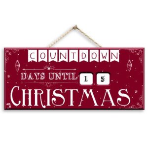 Merry Red Countdown To Christmas Wooden Plaque