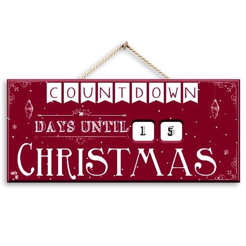 Merry Red Countdown To Christmas Wooden Plaque