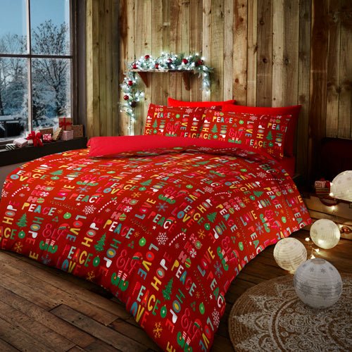 Life From Coloroll Christmas Slogans Duvet Set Assorted Sizes