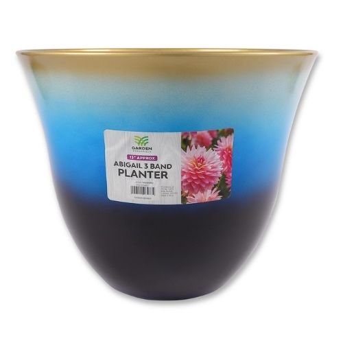 Abigail 3 Band Planter 13in – Blue