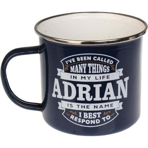 Enamel Personalised Coffee Mug Adrian