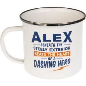 Enamel Personalised Coffee Mug Alex