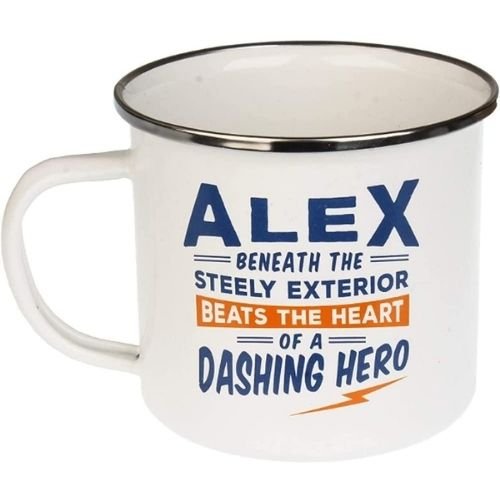 Enamel Personalised Coffee Mug Alex