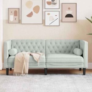 Ardino Velvet 2-Seater Sofa – Light Grey