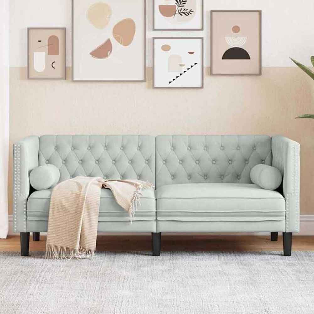 Ardino Velvet 2-Seater Sofa – Light Grey