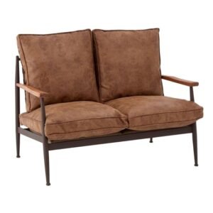 Ashbling Upholstered 2-Seater Leather Sofa – Brown