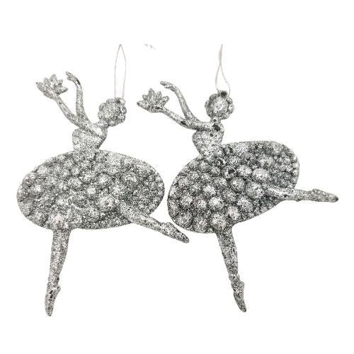 Glitter Ballerina Christmas Decorations 2pk
