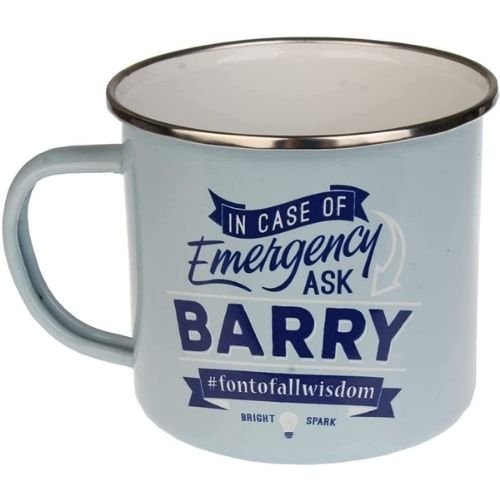 Enamel Personalised Coffee Mug Barry