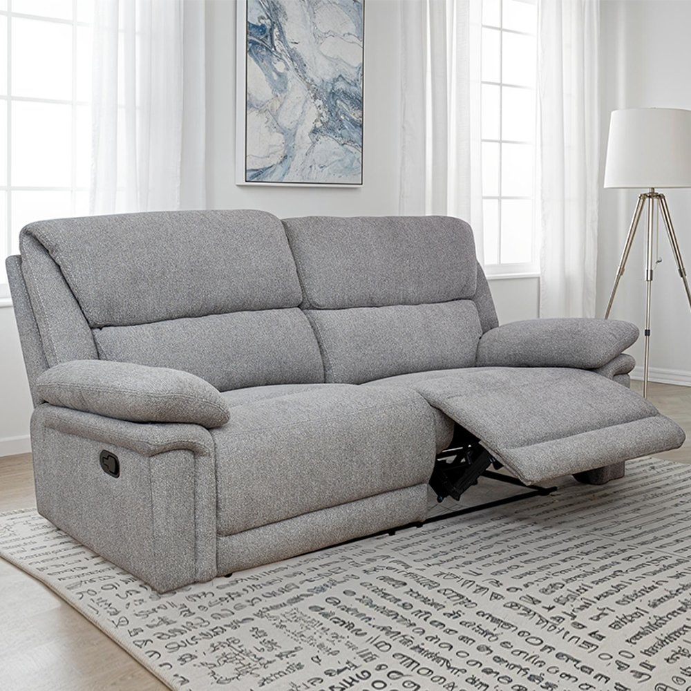 Bentley Fabric Manual Recliner 3-Seater Sofa – Grey