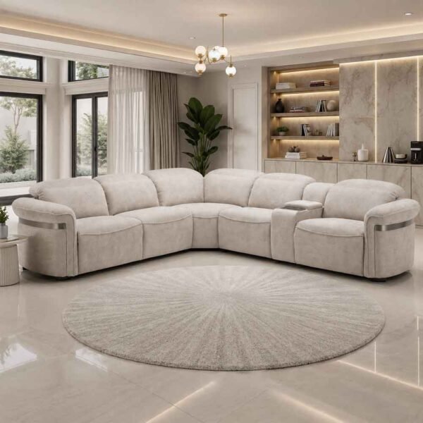 Bicford Fabric Electric Recliner Sofa Corner Sofa in Beige