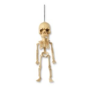 Beige Big Headed Hanging Skeleton Halloween Decoration 14.5inch