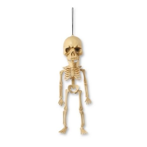 Beige Big Headed Hanging Skeleton Halloween Decoration 14.5inch