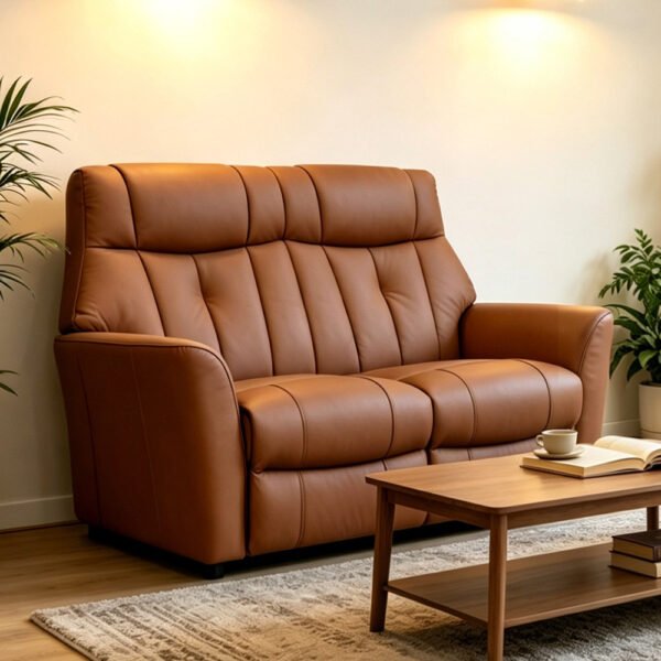 Bionel Leather 2 Seater Sofa in Camel