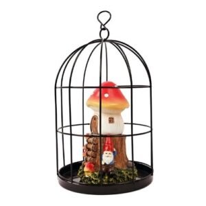 Birdcage Mushroom House and Gnome Garden Decoration