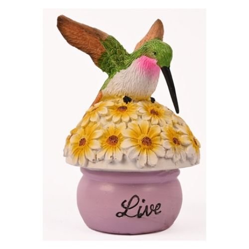 Live Yellow Flower Bird Garden Ornament 15cm