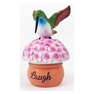 Laugh Pink Flower Bird Garden Ornament 15cm