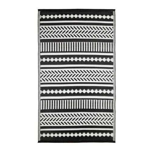 For The Love Of Gardening Black & White Striped Patterned Outdoor Rug 90cm x 150cm