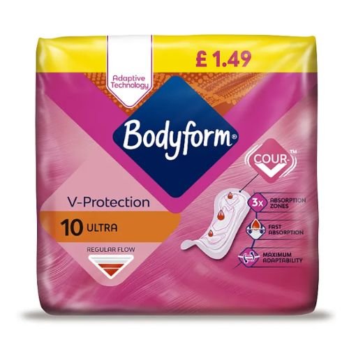 Bodyform V-Protection Regular Ultra Sanitary Towels 10 Pack
