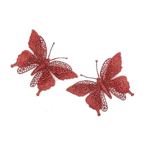 Glitter Butterfly Decorative Christmas Clips